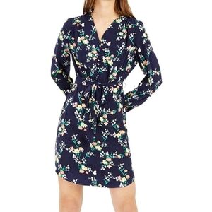 NWT Maison Jules Navy Floral Long Sleeve Dress